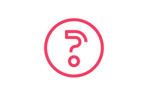 Rotes, minimalistisches Icon, symbolisiert ein Fragezeichen.