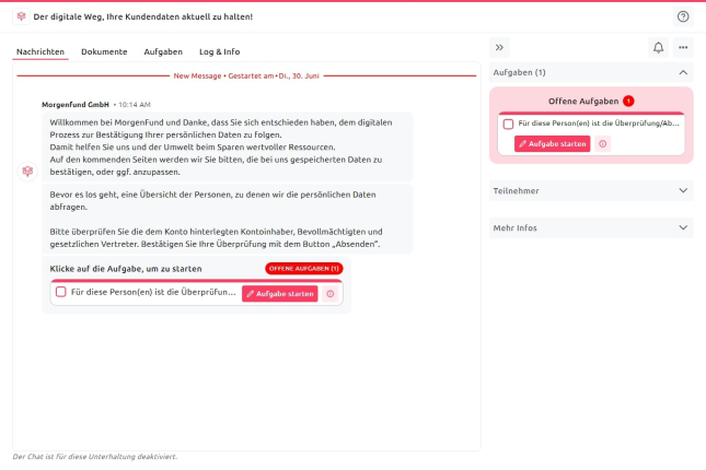 Offene Aufgabe starten